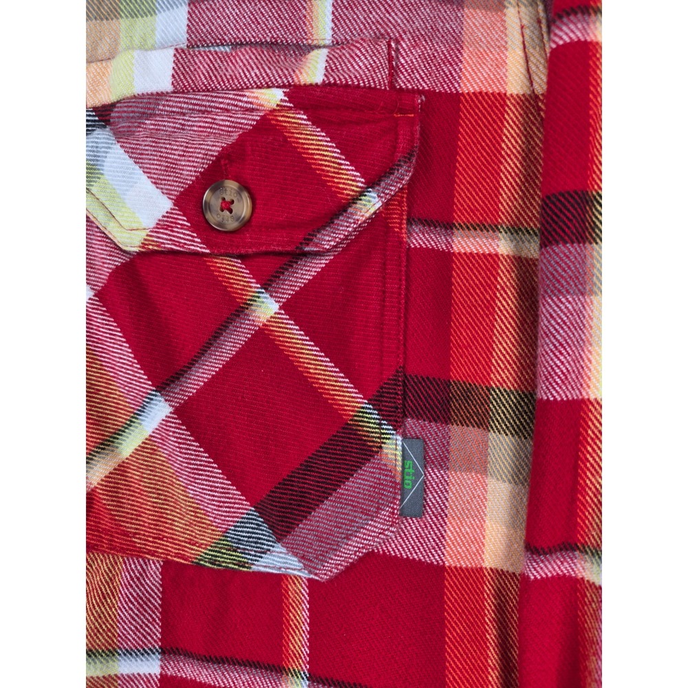 Stio Mens Hutkeeper Heavyweight XL Red Plaid Flannel Button Shirt Long Sleeve - Picture 5 of 9